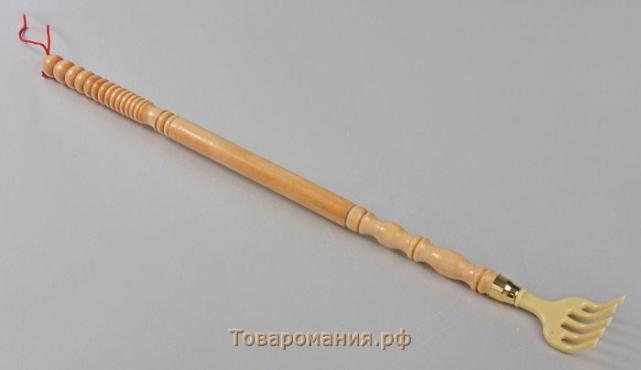 Массажёр - чесалка, универсальный, деревянный, 44,5 × 4,2 × 2,5 см, цвет бежевый