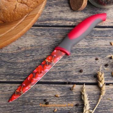 Нож кухонный с антиналипающим покрытием «Вишенки», лезвие 12 см