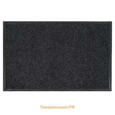 Коврик придверный влаговпитывающий, ребристый, «Комфорт», 60×90 см, чёрный