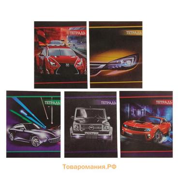 Тетрадь 36 листов в клетку, Calligrata «Авто-2», обложка мелованная бумага, серые листы, МИКС