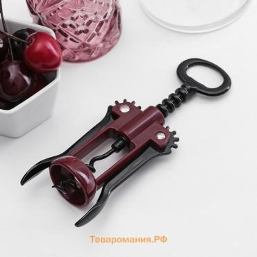 Штопор для вина «Мастак», h=16.5 см, бордовый