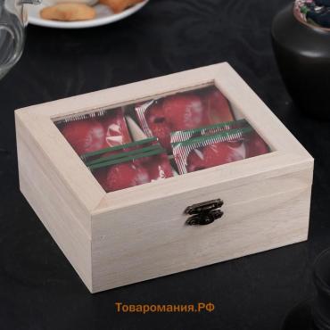 Ящик для хранения чайных пакетиков  «Цейлон», 4 ячейки, 16×13.8×6.5 см