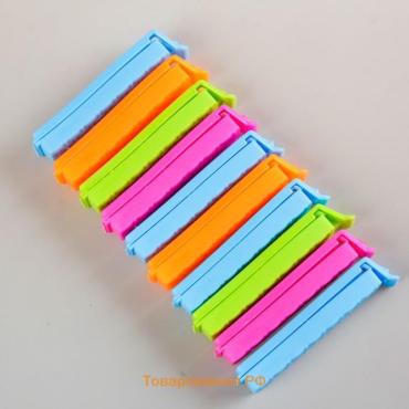 Зажимы для пакетов , 7.5 см, 10 шт., МИКС