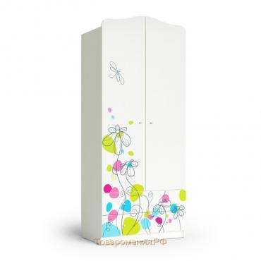 Шкаф 2-х дверный с ящиками Flowers, 800х450х1890, Белый