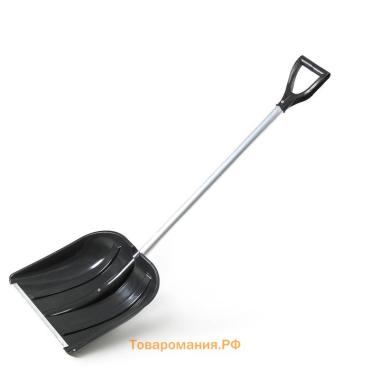 Лопата для уборки снега, пластиковый ковш 410×418 мм, оцинкованная планка, алюминиевый черенок, «Метель»