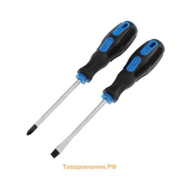 Набор отверток ТУНДРА, сатин, магнит, двухкомпонентные рукоятки, PH2/SL6×100 мм, 2 шт.
