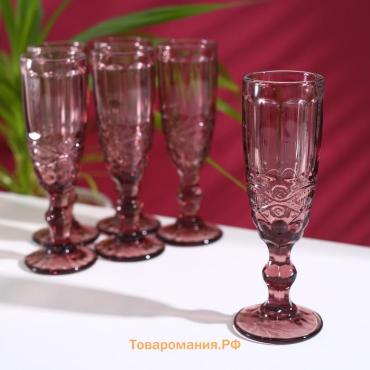 Бокалы для шампанского Magistro «Ла-Манш», 160 мл, 7×20 см, стекло, набор 6 шт., розовые