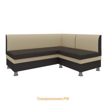 Кухонный угловой диван «Уют», экокожа, цвет коричневый / бежевый
