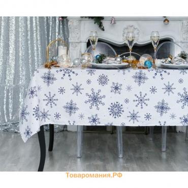 Скатерть новогодняя "" Синие снежинки 250х146 +/- 3 см, 100% хлопок, 164 г/м2
