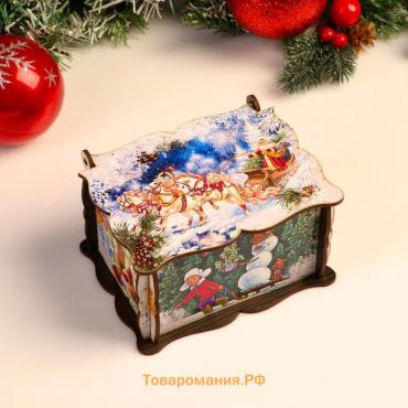 Шкатулка средняя новогодняя "Тройка", 14х11,7х7,5 см