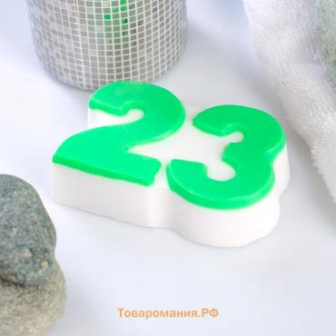 Фигурное мыло "23" зелёное на белом, 95гр