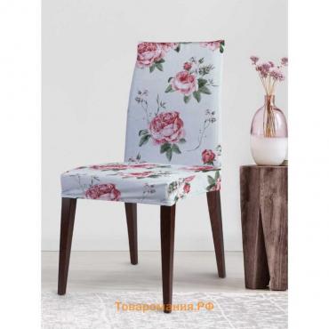 Чехол на стул «Розовые букетики», декоративный, велюр