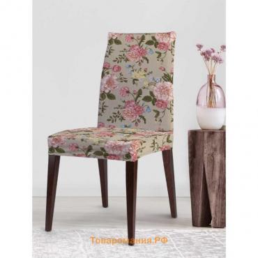 Чехол на стул «Нежные розовые цветы», декоративный, велюр