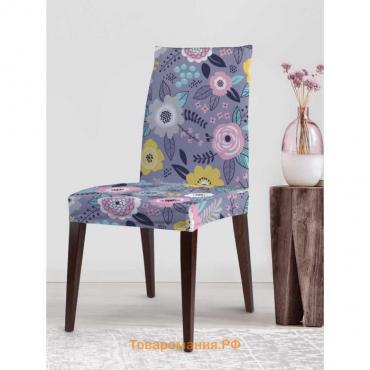 Чехол на стул «Круглогодичные цветы», декоративный, велюр
