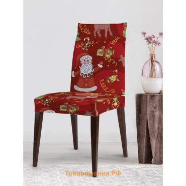 Чехол на стул «Рождественский коллаж», декоративный, велюр