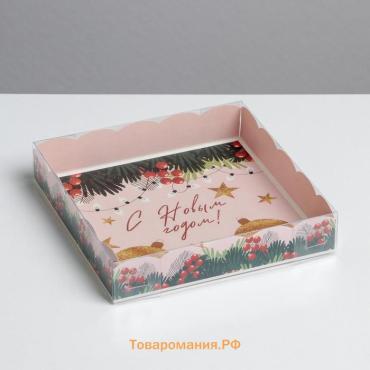 Коробка для кондитерских изделий с пластиковой крышкой «Яркие истории», 15 х 15 х 3 см