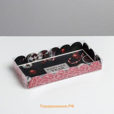 Коробка для кондитерских изделий с пластиковой крышкой «Праздник», 10.5 х 21 х 3 см