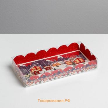 Коробка для кондитерских изделий с пластиковой крышкой «Карусель», 10.5 х 21 х 3 см