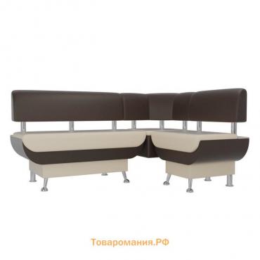 Кухонный угловой диван «Альфа», экокожа, цвет бежевый / коричневый
