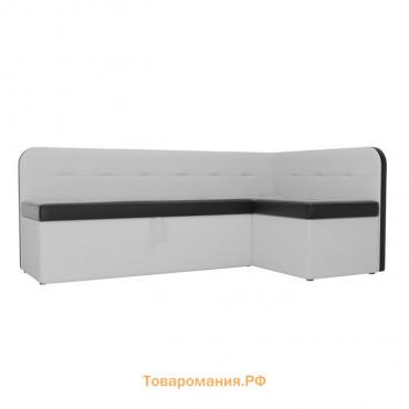 Кухонный угловой диван «Форест», механизм дельфин, экокожа, цвет чёрный / белый