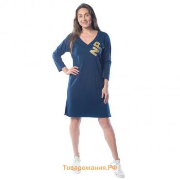 Платье женское, размер 50, цвет синий