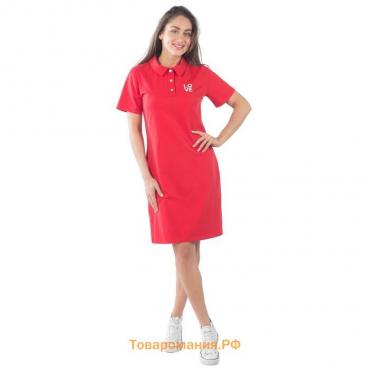 Платье-поло женское, размер 50, цвет красный