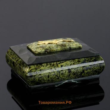 Шкатулка "Ящерица", 11,5х9х5,5 см, натуральный камень, змеевик