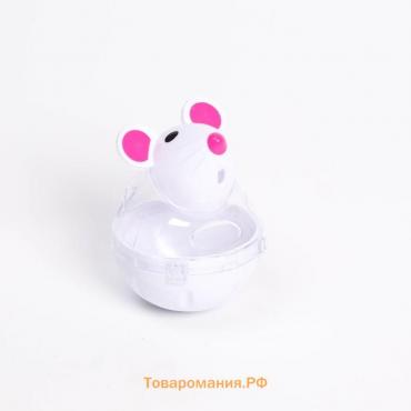 Игрушка-неваляшка "Мышка" с отсеком для лакомств (лакомства до 1 см), 4,7 х 6,5 см, белая