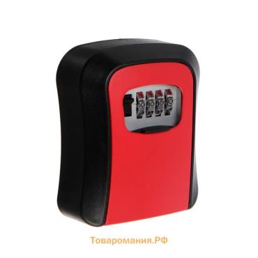 Сейф-ключница кодовая ТУНДРА, металл, пластик, красный