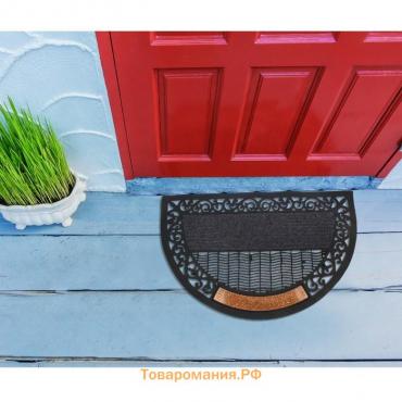 Коврик придверный  Welcome, полукруглый, узор, 50×80 см, МИКС