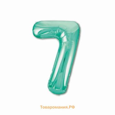 Шары воздушные фольгированные 40" «Цифра 7», цвет бискайский зелёный