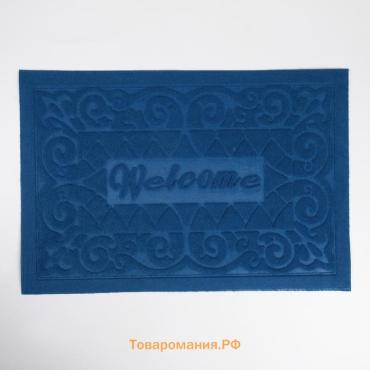 Коврик придверный  Welcome, вензеля, влаговпитывающий, без окантовки, 38×59 см, МИКС