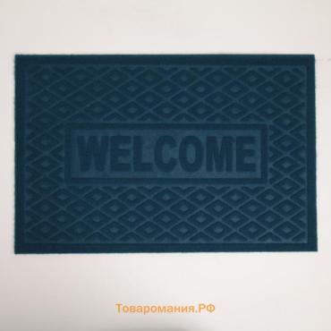 Коврик придверный  Welcome, ромбы, влаговпитывающий, без окантовки, 38×58 см, МИКС