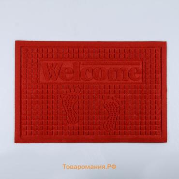 Коврик придверный  «Следочки Welcome», влаговпитывающий, без окантовки, 40×60 см, МИКС
