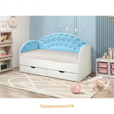 Кровать без бортика «Софа 10.1», 800 × 1900 мм, цвет корпуса белый / велюр бирюзовый