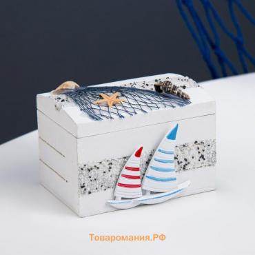 Деревянная шкатулка для украшений «Море» 9×6×6 см