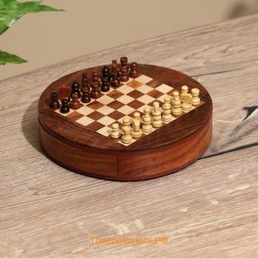 Шахматы круглые, доска 15×15 см, дерево шишам